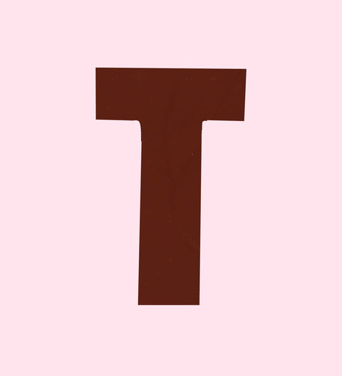 Dark Belgian chocolate Letter T. Perfect gift for birthday, cake toppers, weddings and other events. 