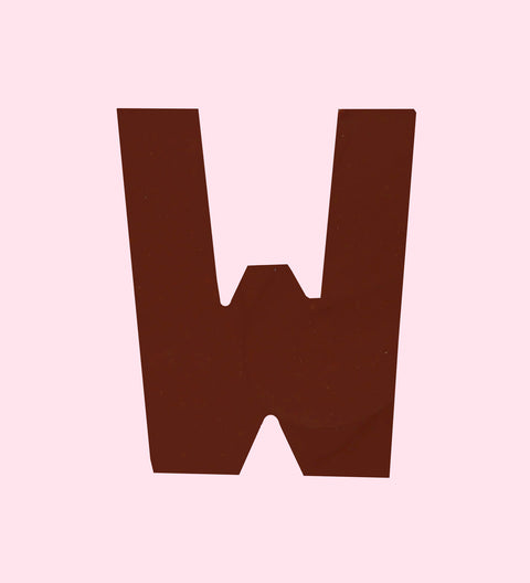 Dark Belgian Chocolate Letter W. Perfect gift for birthdays, weddings, occasions