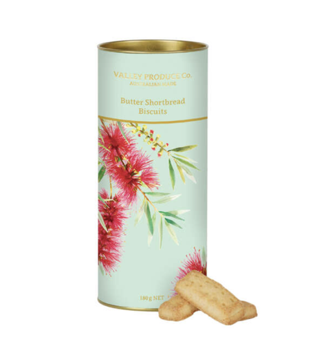 Short bread tins with wattle flowers. Australian gifts