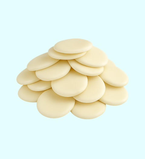 White Belgian Chocolate 100% pastilles. White chocolate buds. Perfect for cooking and parites.