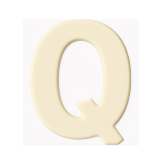 White chocolate letter Q