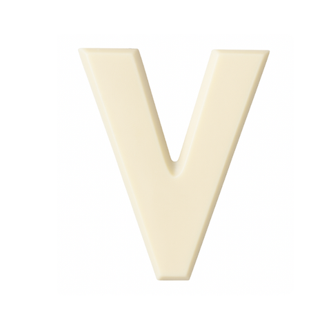 White chocolate letter v
