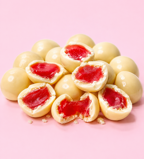 White chocolate raspeberries