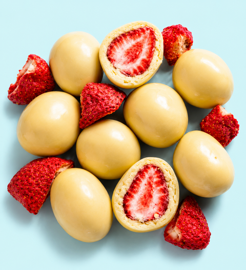 White chocolate freeze dried strawberries