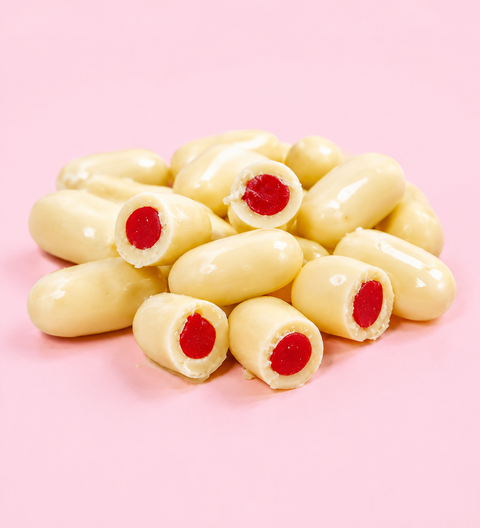 White chocolate raspberry bullets