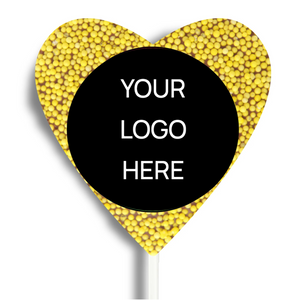 Corporate Personalised Chocolate Heart Freckle Pop - Logo/Graphic Upload