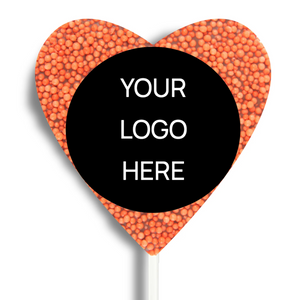 Corporate Personalised Chocolate Heart Freckle Pop - Logo/Graphic Upload