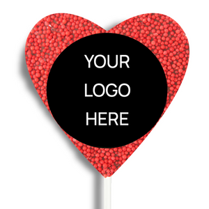 Corporate Personalised Chocolate Heart Freckle Pop - Logo/Graphic Upload