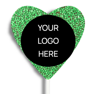 Corporate Personalised Chocolate Heart Freckle Pop - Logo/Graphic Upload