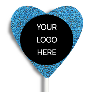 Corporate Personalised Chocolate Heart Freckle Pop - Logo/Graphic Upload