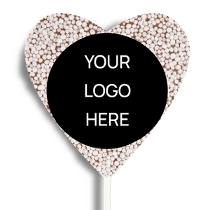 Corporate Personalised Chocolate Heart Freckle Pop - Logo/Graphic Upload