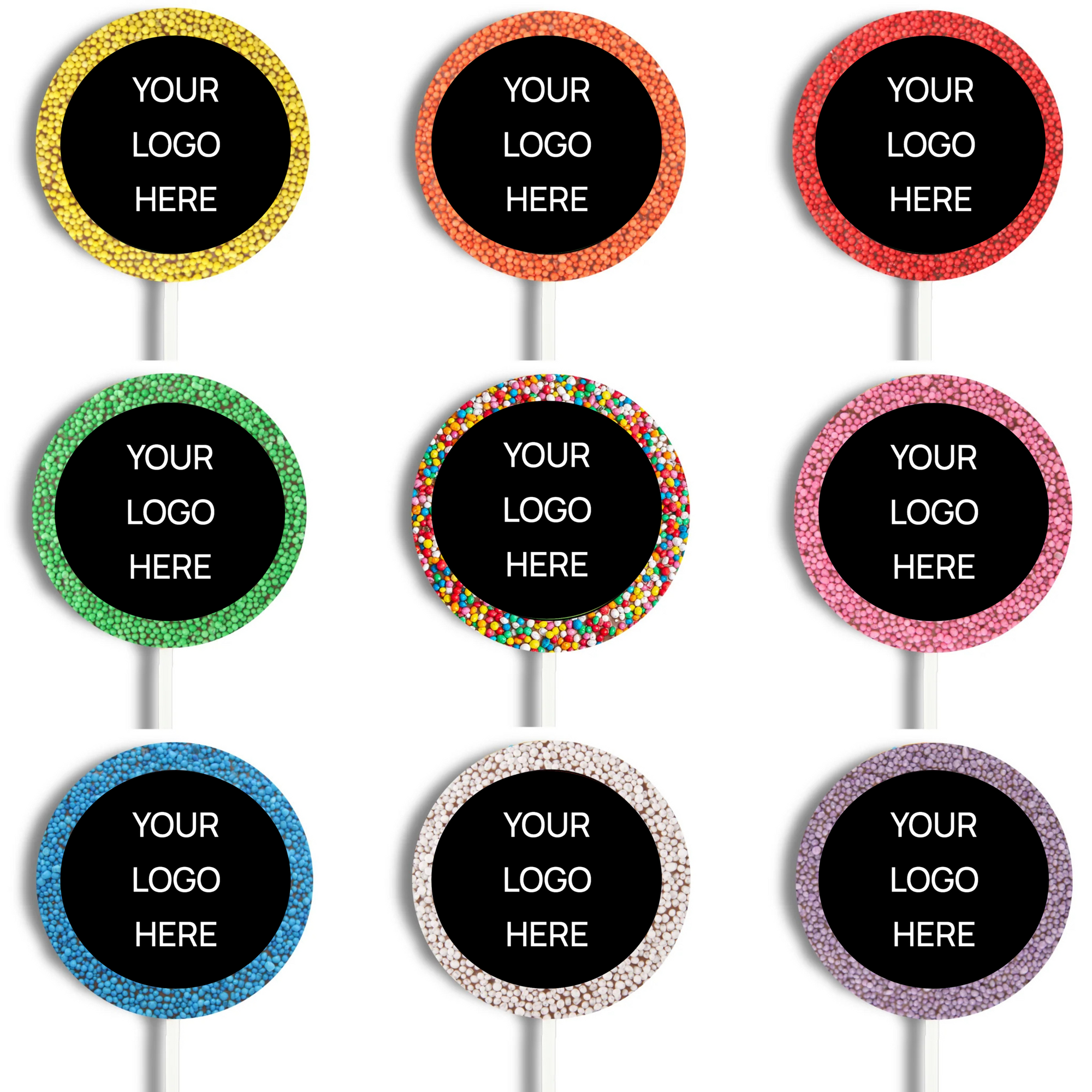 Corporate Personalised Chocolate Round Freckle Pop - Logo/Graphic Upload