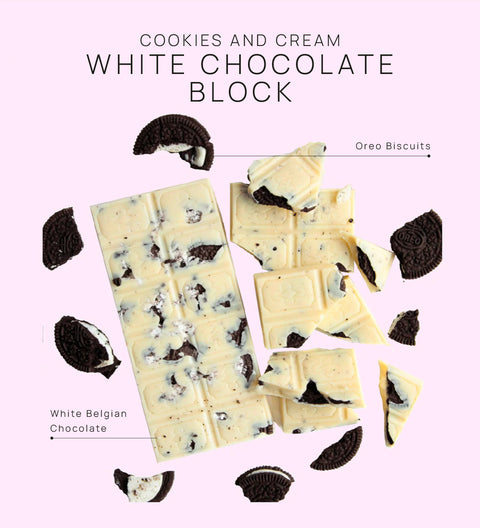 Cookies and cream Belgian white chocolate block
