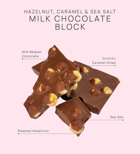 Delicious hazelnut chocolate block with sea salt