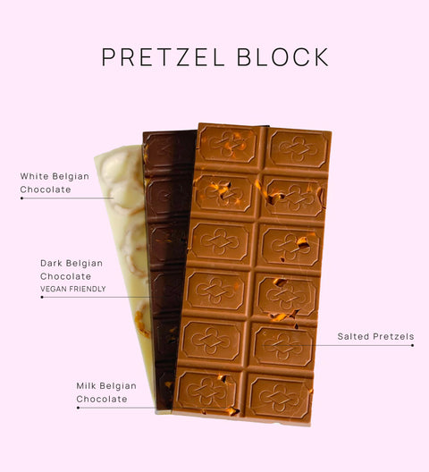 Chocolate bar with pretzel blocks. Sweet and salty chocolate. 