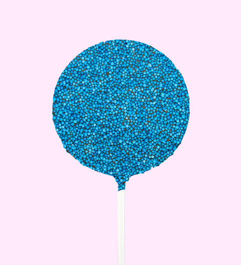 Blue freckle round chocolate pop