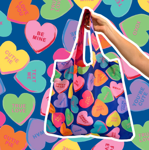Candy Heart Reusable Shopping Bag - Ruby Olive