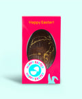Belgian milk chocolate Easter egg with caramel drizzle, crunchy caramel pieces and salt flakes