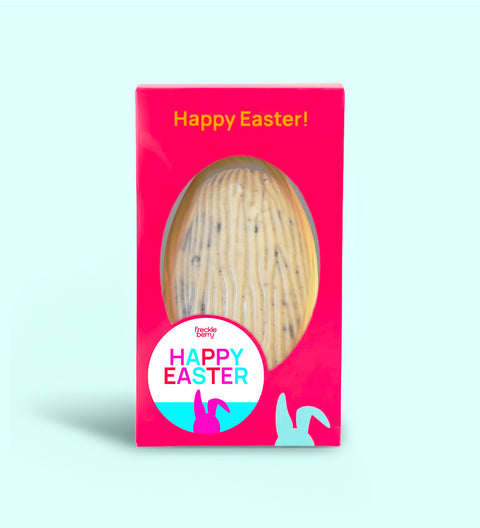 Gift-ready cookies and cream Easter egg with personalised Easter sticker option