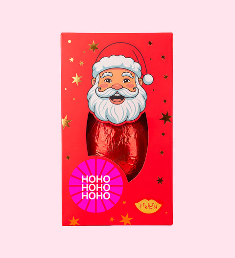 A giant Santa chocolate. Best Christmas gifts. Best Christmas gift in the world. Happy holidays sticker.