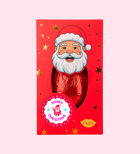 A giant Santa chocolate. Best Christmas gifts. Best Christmas gift in the world. Happy holidays sticker.