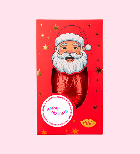 A giant Santa chocolate. Best Christmas gifts. Best Christmas gift in the world. Happy holidays sticker.
