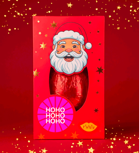 Giant chocolate santa. 1kg santa chocolate Belgian personalisation sticker