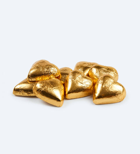 Milk Chocolate Gold foiled hearts. Perfect wedding and bonbonniere gifts. Birthday gifts, gifts of love.