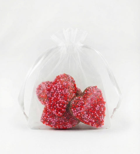 Wedding gift bonbonniere. Small Belgian chocolate hearts. 