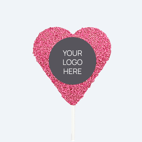 Corporate Personalised Chocolate Heart Freckle Pop - Logo/Graphic Upload