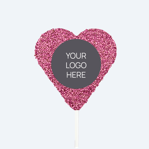 Corporate Personalised Chocolate Heart Freckle Pop - Logo/Graphic Upload