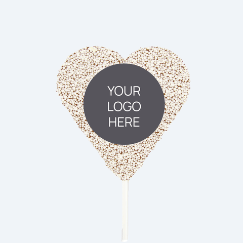 Corporate Personalised Chocolate Heart Freckle Pop - Logo/Graphic Upload