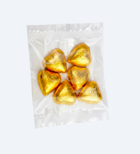 Gold foiled chocolate hearts