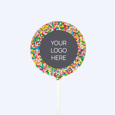 Corporate Personalised Chocolate Round Freckle Pop - Logo/Graphic Upload