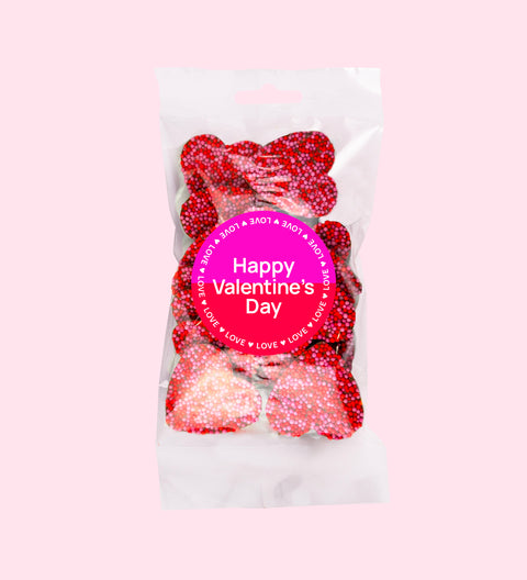 Valentines hearts chocolate with Happy Valentines sticker