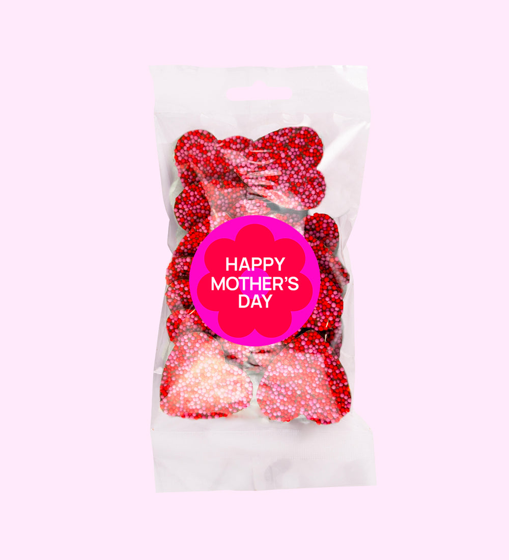 Mother's Day pink and red freckled hearts. Happy Mother's Day. 