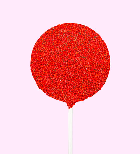 Red freckle round chocolate pop