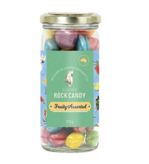 Jar of colorful rock candy