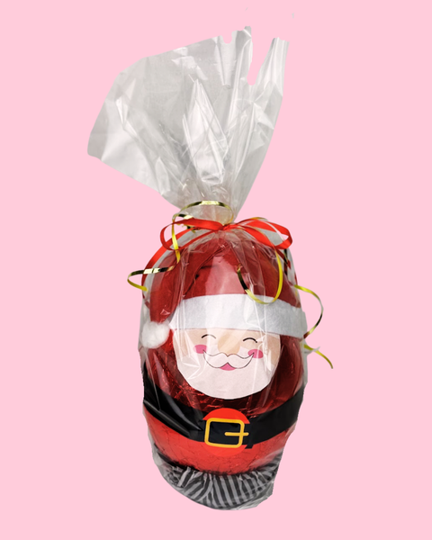 Giant santa chocolate with decoration and gits. 