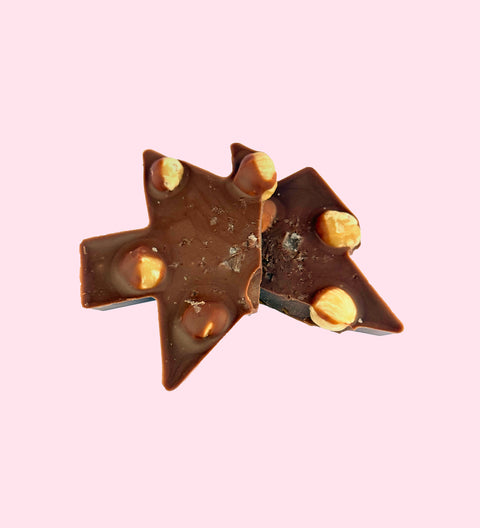 Hazelnut, caramel and sea salt milk chocolate tree Christmas