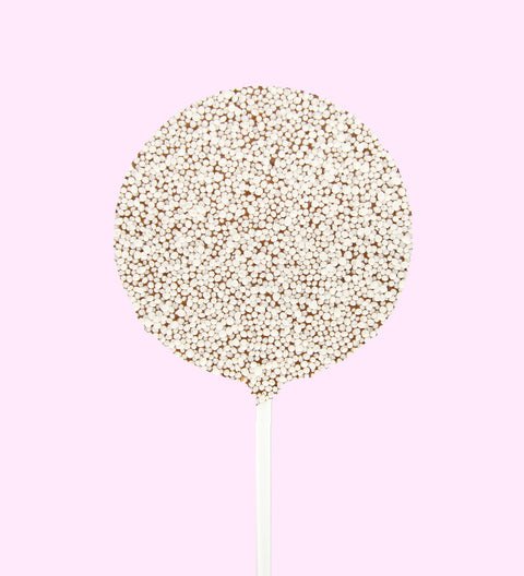 White freckle round chocolate pop