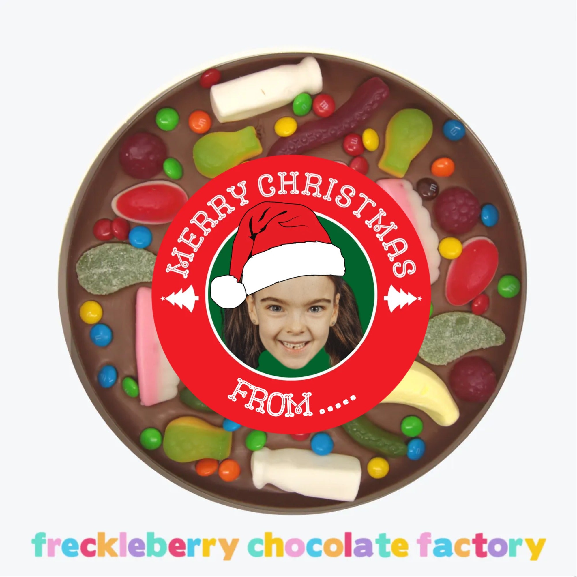 Personalised Chistmas 330g Giant Lolly Pizza - Santa Hat