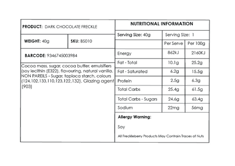 40g Single Freckle - Freckleberry Label