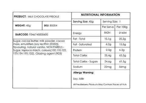 40g Single Freckle - Freckleberry Label