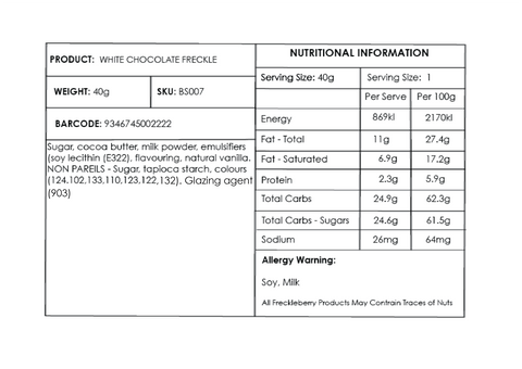 40g Single Freckle - Freckleberry Label